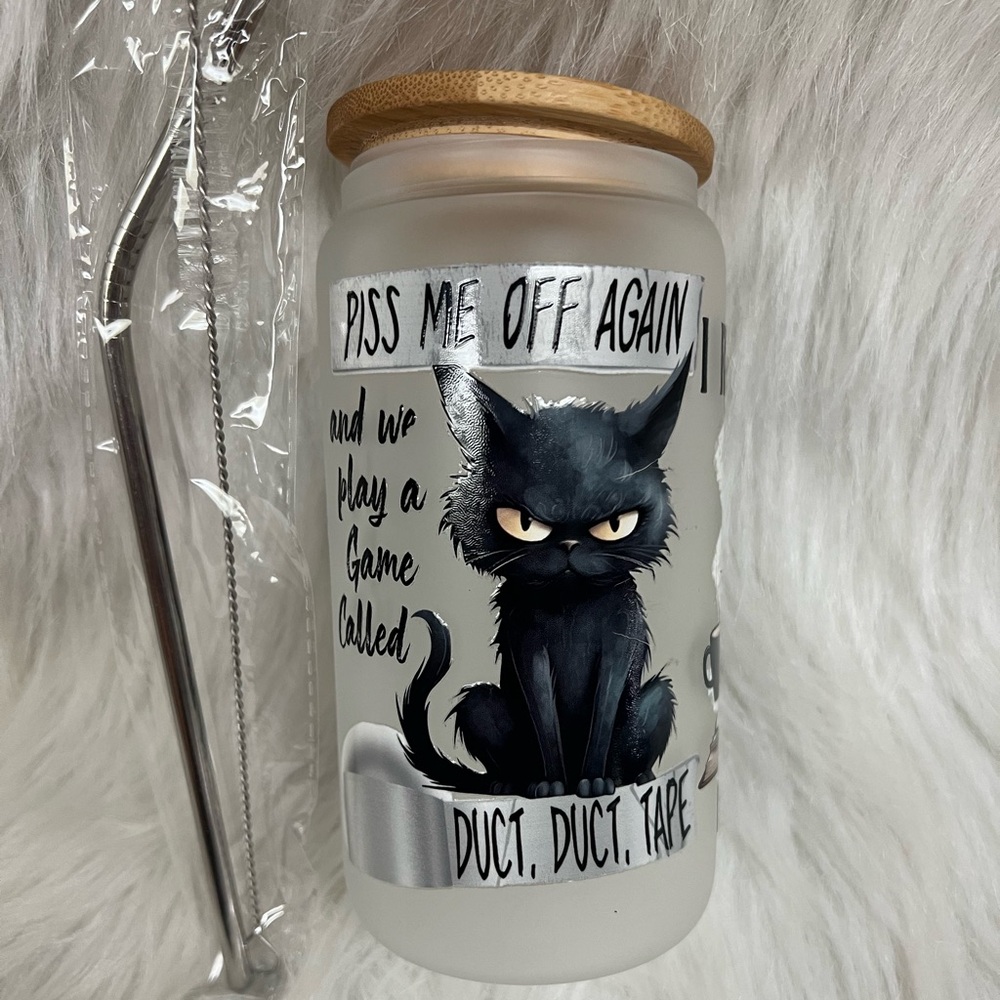 Black cat Funny Coquette, beer Glass Humor